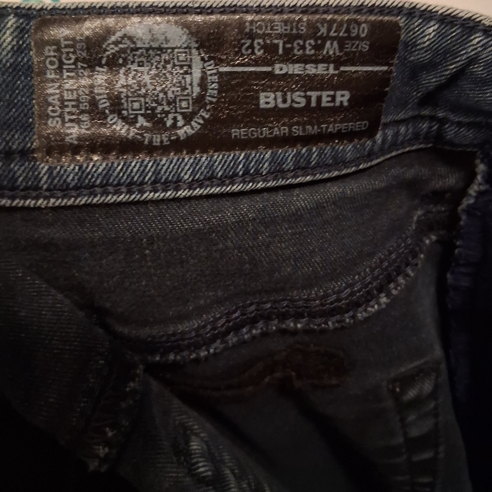EUC Y2K Diesel Buster 0677K Button Fly Regular Slim-Fit Unisex Denim SZ 33EU - Picture 8 of 10